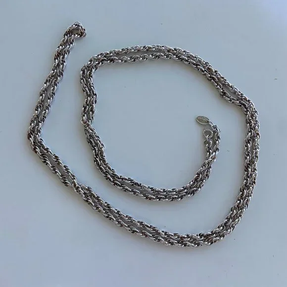 Vendome 1980's Silver Tone Rope Long 54" Necklace - Picture 4 of 4